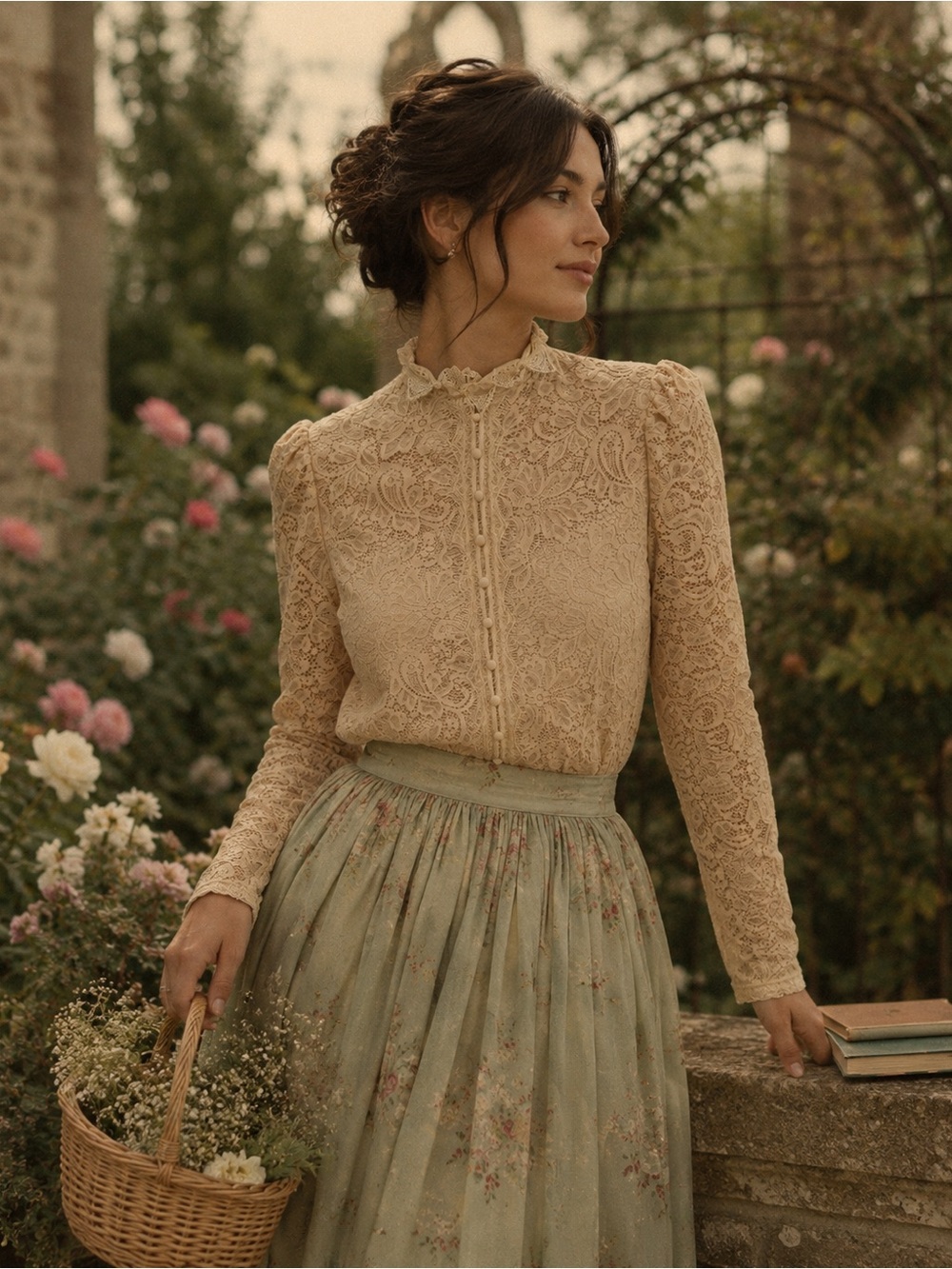 Hopeless Romantic Victorian Long Sleeve Lace Blouse Sz L
